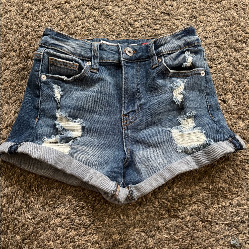 Distressed Blue Denim Shorts